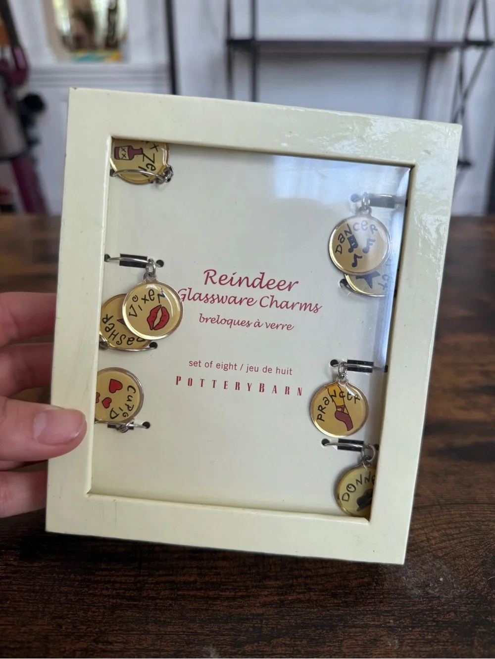 Potterybarn Reindeer Glassware Charms set of 8 Christmas